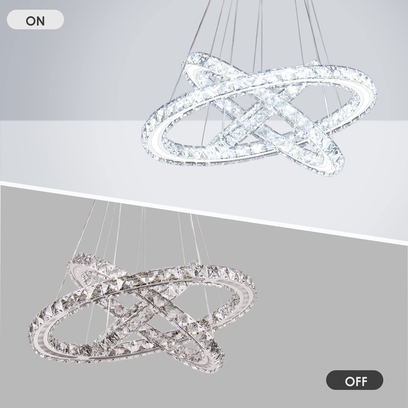 diisunbihuo Modern LED Chandeliers Crystal Chandeliers Ceiling Light Three Rings