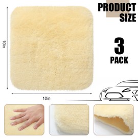 Dingion 3 Pcs Wool Car Wash Pad Wash Mitts Plush Synthetic Polish Pads for Car Washing Detailing Scratch Free Car Care Kit,10x10 Inch