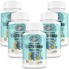 Pepeior Liposomal Lactoferrin 1000 mg - Higher Absorption - for Iron Absorption & Immune Function Lactoferrin Supplements for Adults, 60 Softgels (5 Bottles)