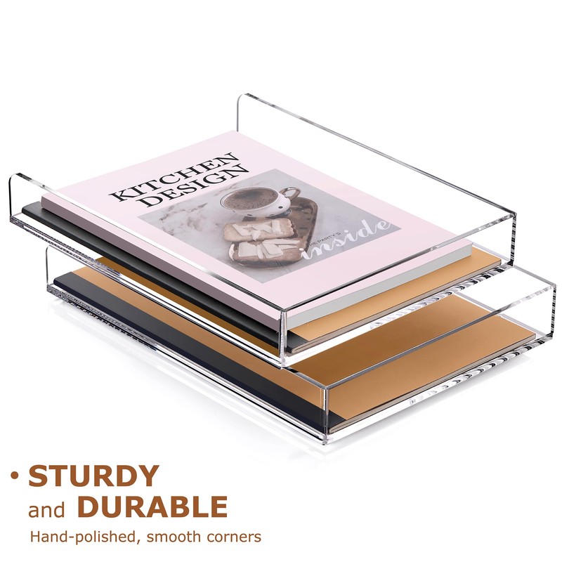 SANRUI 2 Tier Acrylic Stackable Paper Letter Tray, Vertical A4