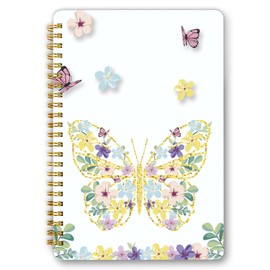 Mlife A5 Lined Spiral Bound Notebook,160Pages,100g/m²Journals,8.5 "X 6" Notepad Ring Binder,Notebooks with Pockets,Elastic for Adult Diary&Bullet Journal(Butterfly)