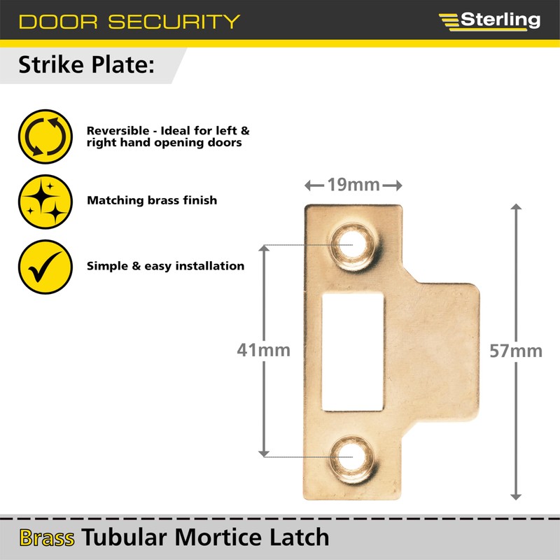 Sterling TML125 BP 2 1/2" 65mm Tubular Mortice Latch, Brass,