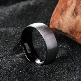 King Will BASIC 8mm Titanium Ring Matte Brushed Black Comfort Fit Domed Wedding Band For Men9