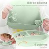 8pzs Platos para Bebe Silicon, Set Alimentacion Complementaria Bebe (Verde)