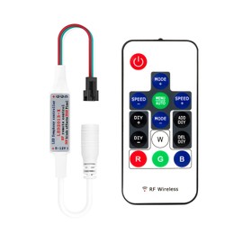 BTF-LIGHTING 14 Keys WS2811 and WS2812B DC5V/12V Wireless RF LED RGB Controller 300 Different Types of Digital Colour LED Light Module Strip