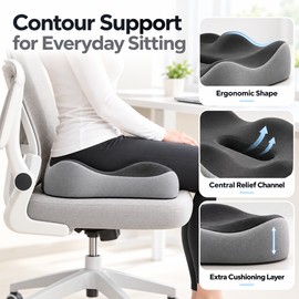 Memory Foam Seat Cushion for Office & Car – Non-Slip Support Cushion for Comfortable Everyday Sitting