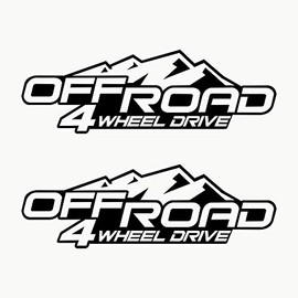 AUTODOMY 4x4 Off Road 4 Wheel Drive Sticker Pack of 2 for Car (Black)