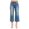 Judy Blue High Waist Back Pocket Embroidery Raw Cut Hem