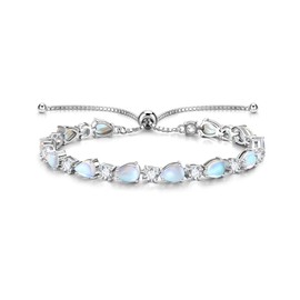 FANCIME Women's Men's Bracelet for 12 Months, Birthstone, Teardrops, 12 Stones, 0.2 inch (5 mm) Wide, Tennis Bolo Bracelet, Zirconia, Silver, S925, Sliding, Adjustable, Unisex, Wristband, Amulet