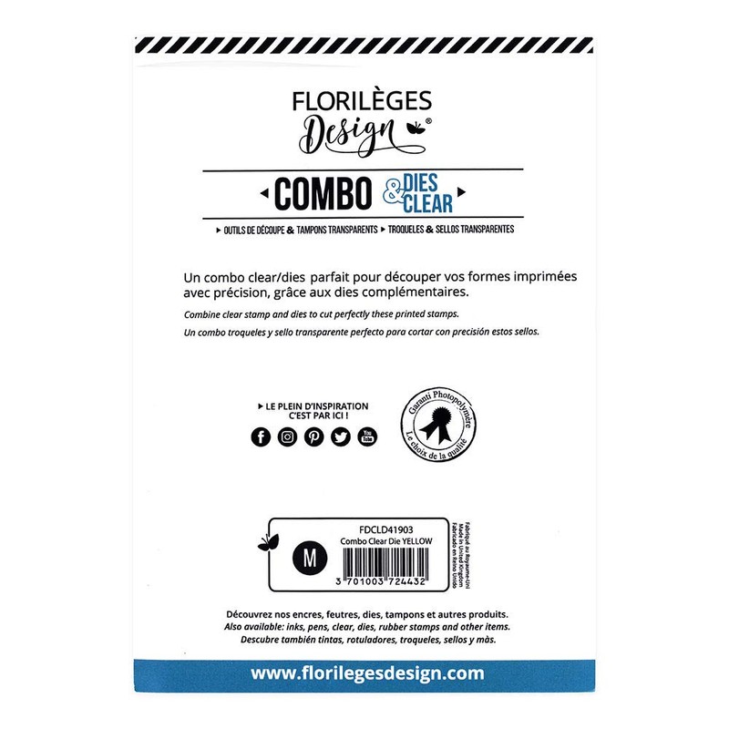 Florilèges Design Clear Polymer, Clear and Metal Stamp 15.5 x