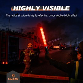 SIMAZO 4 Pack Traffic Wand, 21 Inch Traffic Control Wand with White LED on Top, Traffic Safety Signal Baton with 3 Flashing Modes for Parking Guides, Car Directing, Air Marshalling