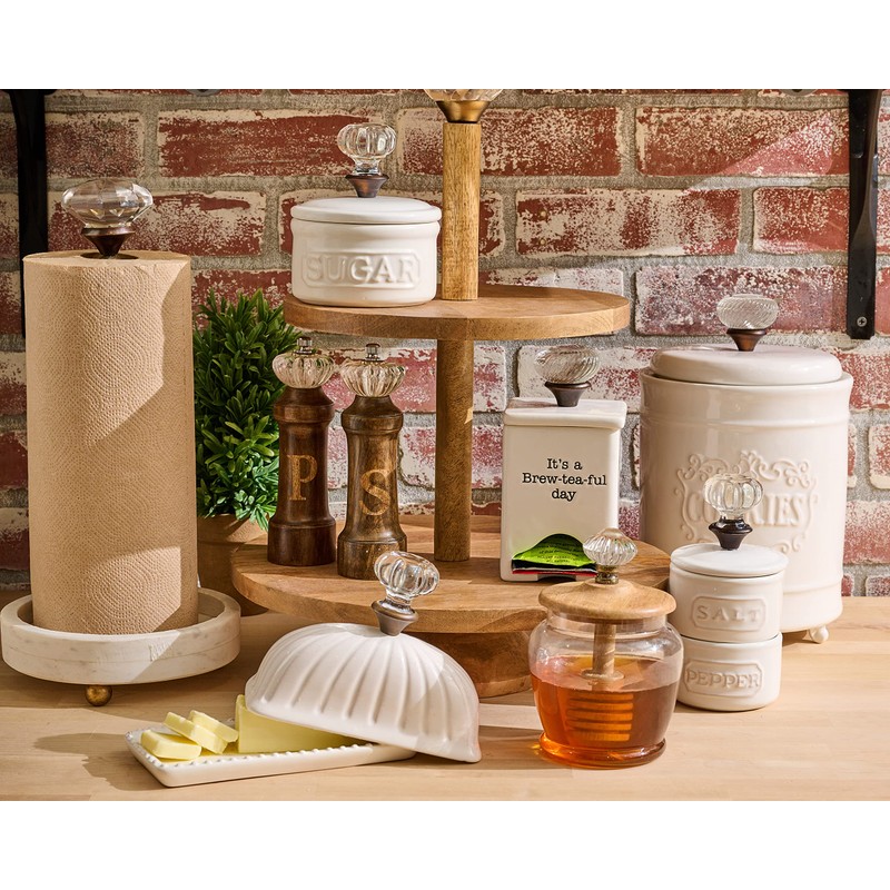 Mud Pie FBA_ Ceramic Tea Bag Caddy, White