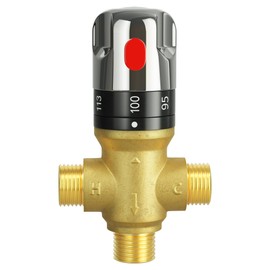 FUGO Thermostatic Mixing Valve, 1/2 NPT Solid Brass Temperature Control Valve