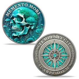 ACGZQY Memento Mori Coin - Novelty EDC Skull Token Medallions for Daily Stoic Practice