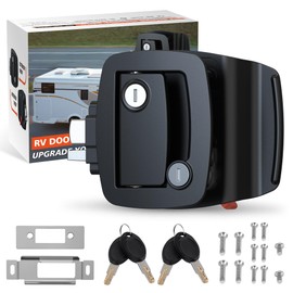 RV Door Lock Replacement with Paddle Deadbolt, 100% Metal Camper Entry Door Latch, 4 Keys, IP67 Waterproof Upgraded for Travel Trailers, Horse/Cargo Hauler, Motorhome - Black