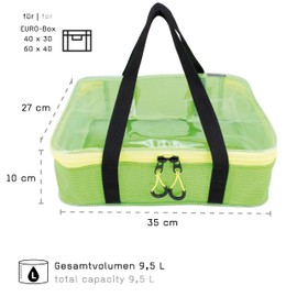 tee-uu Euro S Modular Bag | Various Colours | for Euro Containers | Order | Durable | Clear | Versatile, Green, Modular bag