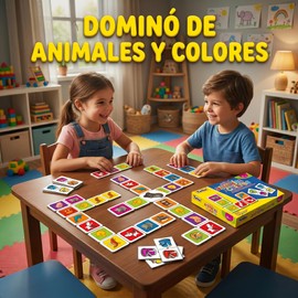 Totte Dominó Educativo 28 Fichas | 3 Maneras de Jugar | Piezas Grandes, Gruesas y Durables | Didácticamente Divertido (ANIMALITOS Y Colores)