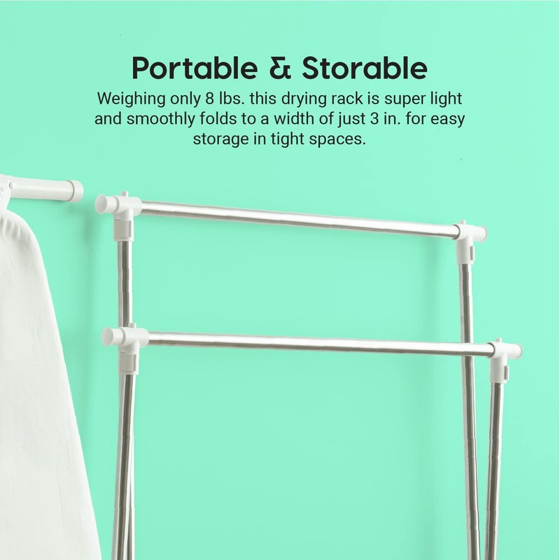 IRIS USA Clothes Drying Rack, Foldable & Extendable Rods for