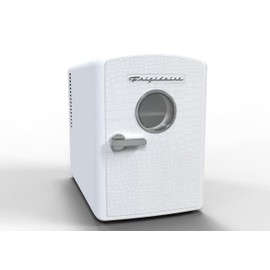 Frigidaire EFMIS181WHTCROC 9 can/6l mini personal fridge cooler Crocodile Finish door-W: 7.08" x L: 11.81" X H: 10.04 (White), 9 cans