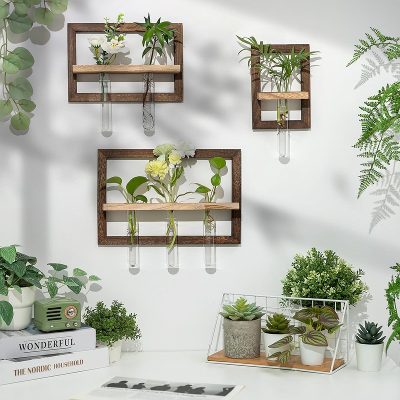Walasis Wall Planter Propagation Stations - Hanging Glass Terrarium Tube