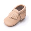 HONGTEYA Leather Baby Moccasins Hard Soled Tassel Crib Toddler Shoes