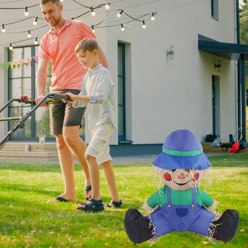 Inflatable Boy Decoration Built in LED Light Waterproof Harvest Scarecrow