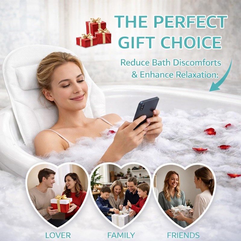Full Body Bathtub Pillow with Lumbar Support, 5D Air Mesh