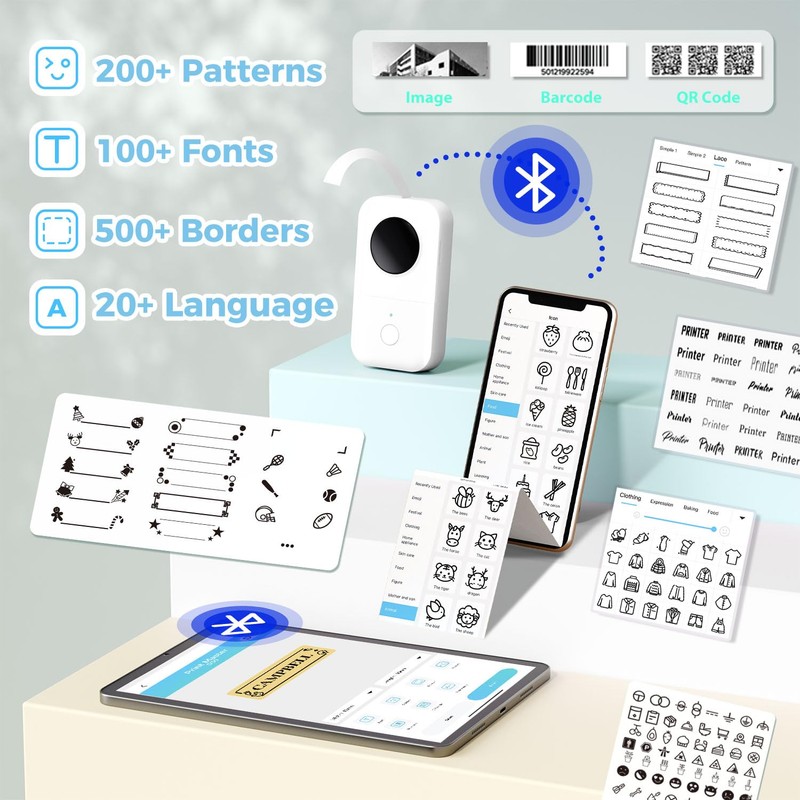 Phomemo D30 Label Printer, Portable Bluetooth Label Printer
