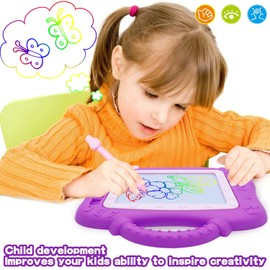 YI-YANG-AII Tablero de dibujo magnético para niños, paquete de 2 juguetes de tamaño de viaje para niños pequeños, tablero de graffiti de color y bloc de dibujo borrable, regalos de cumpleaños para niñas y niños, juguete educativo de aprendizaje