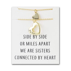 Philip Jones Gold Plated Big Sister and Little Sister Necklace Set with Quote Card