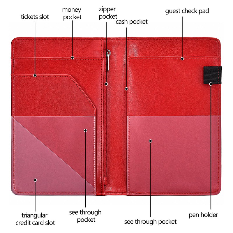 Server Books for Waitress - Leather Waiter Book Server Wallet