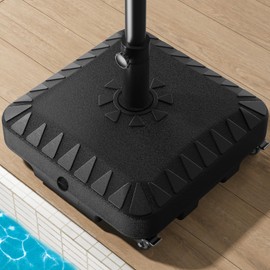 QNCZ Premium Patio Umbrella Base with Wheels, 120lbs Weighted Umbrella Stand Outdoor Base, Heavy Duty Umbrella Base, Easy Move Outdoor Umbrella Base for Patio, Outdoor Swimming Pool, Black
