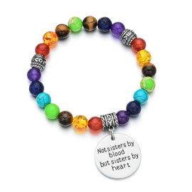 Pdouself Step Sister Inspiration 7 Chakra Beads Bracelet Birthday Graduation Jewelry Gift for Sister (stepsister)