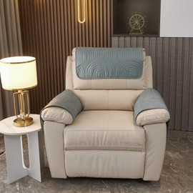 vctops 3 Pcs Water Resistant Sofa Armrest Cover Vintage Faux Suede Headrest Cover for Recliner Chair Arm Cover Non Slip Couch Cover for Dogs Washable Furniture Protector (Greyish Blue,1 Seat)