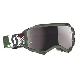 Scott Motocross Fury Dark Green/White Silver Chrome Lens