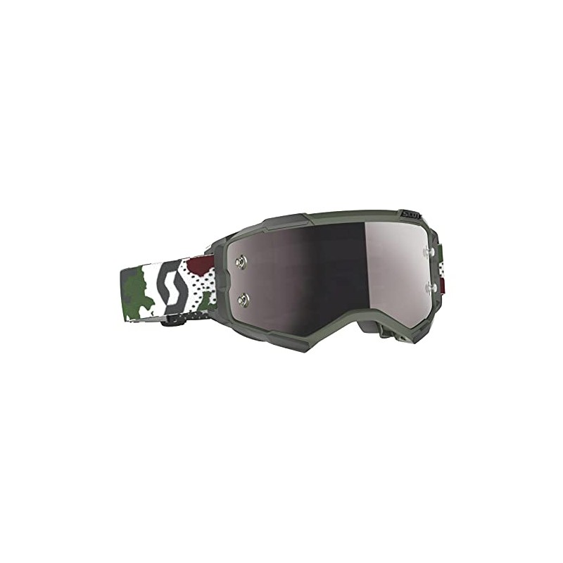 Scott Motocross Fury Dark Green/White Silver Chrome Lens