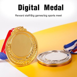 EOUIAV 6 Pieces Metal Medals with Collar, Olympic Style, Gold/Silver/Bronze, Winning Medals, Winners Medals for Soccer, Kids, Sports Competitions, Party, Children's Birthday Party