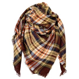 FIFTHAVE Scarf Women's Scarf Cashmere Scarf Winter Scarf Cashmere Scarf Checked Autumn Knitted Scarf Wool Scarf Soft Warm Blanket Scarf Poncho Cape Autumn Scarf Triangle Scarf, brown