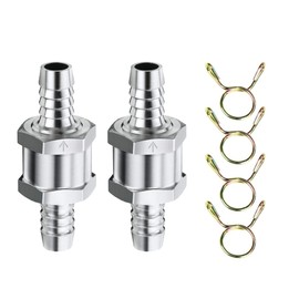 HONGECB Aluminium Fuel Check Valve, 2 Pieces Check Valve, Fuel Check Valve for Car, 6 mm Aluminium Valve Check Valve, for Car Carburettor, Low Pressure System, Aluminium