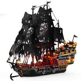 NUTCRACKER Pirate Ship Building Set with LED Light, Black Pearl Ship Toy Building Set, Sailboat Model Home Decor, Easter Christmas Birthday Gift for Adults Boys Girls 14+（1713 Pieces）