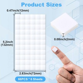 Joez Wonderful 6 Sheets Foam Adhesive Squares, 396 Pcs Total Double Sided Self Adhesive Dots, Precut Squares Strips Foam Tape for DIY Arts & Crafts (0.47in/12mm)