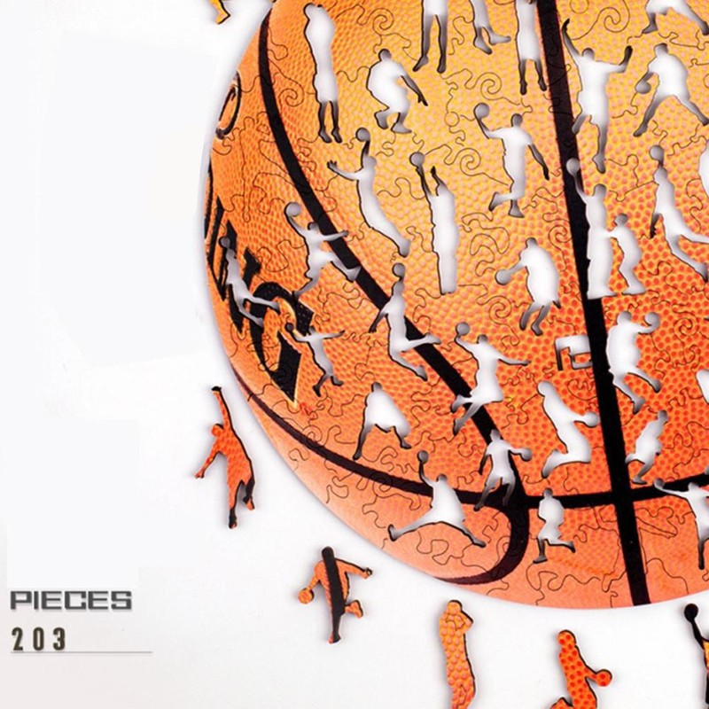 203 Pieces Irregular Basketball Shape Puzzle Wooden Toys Wooden Jigsaw