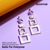 White Clip On Earrings for Women, WOOYAS Retro Simple Acrylic
