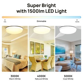 Consciot Ceiling Fan, Ceiling Fan With Lights Remote Control, 44 Inch White Low Profile Modern Ceiling Fan, Flush Mount, Reversible Quiet DC Motor, 6 Speed, Dimmable, For Indoor and Covered Outdoor