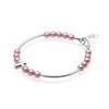 Luxury Child Banglet Bracelet with Silver Cross and Dark Pink