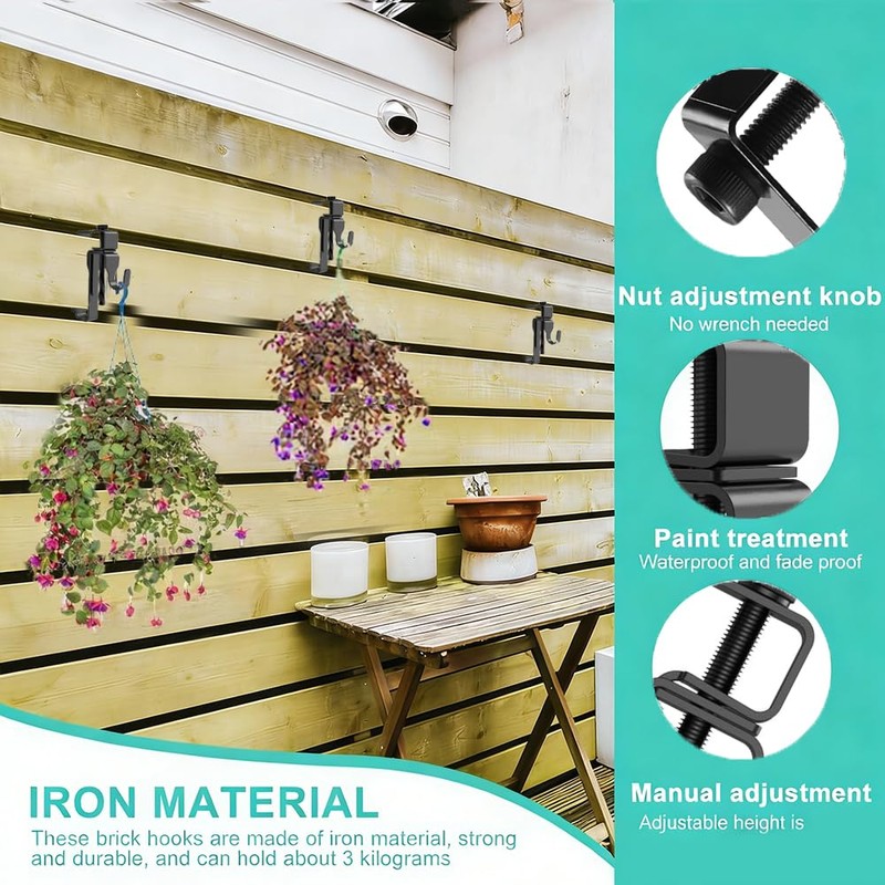 Anserdrm 10Pack Metal Brick Hangers,Hanging No Drill Outdoor Decorations Hangers