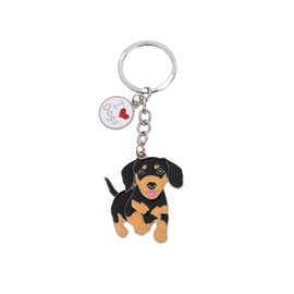 BT Bear Dog Keychain,Dog ID Tag Cute Metal Dog Keychain Keyring Keyfob Bag Charm (Dachshund Silver)