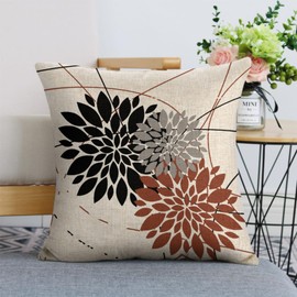 Brown Cushion Covers 45 x 45 Cushion Cover Geometric Flower Pillow Case Modern Decorative Throw Pillow Covers 1 Pack Square Linen Sofa Cushions Cover For Home Living Room Sofa Cushions Decoration