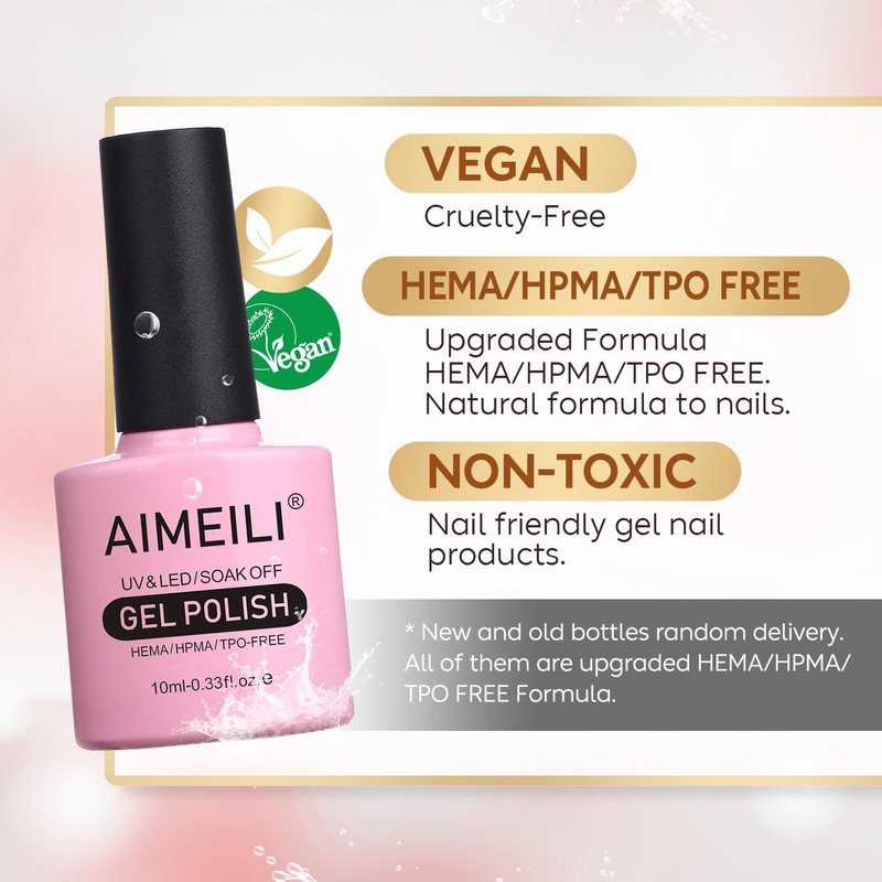AIMEILI Soak Off U V LED Gel Nail Polish, Hema