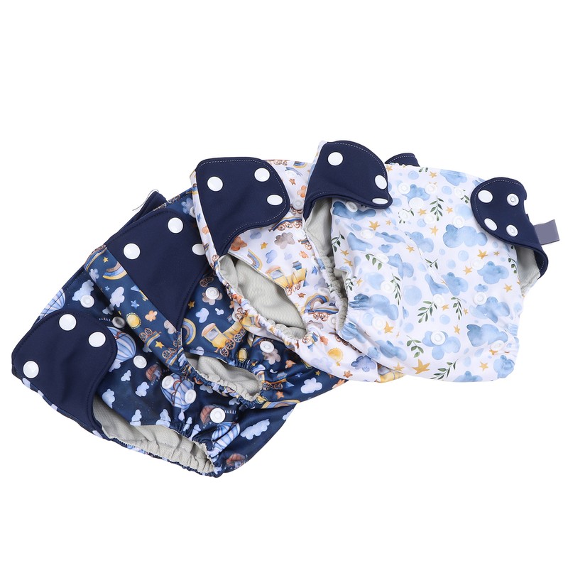 4 Pcs Reusable Cloth Diapers Easy to Set Up Washable